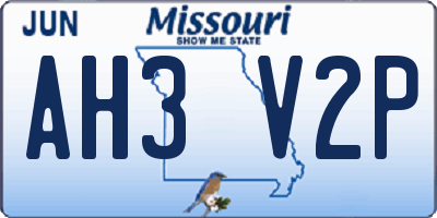 MO license plate AH3V2P