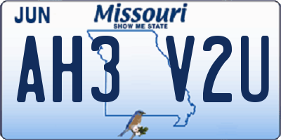 MO license plate AH3V2U