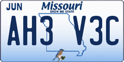 MO license plate AH3V3C