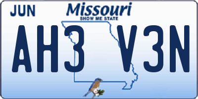 MO license plate AH3V3N
