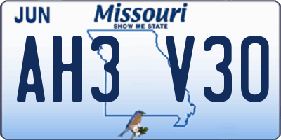 MO license plate AH3V3O