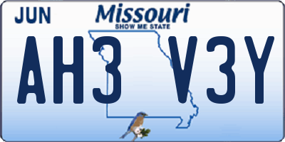 MO license plate AH3V3Y