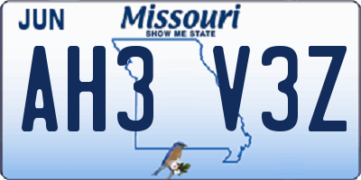 MO license plate AH3V3Z