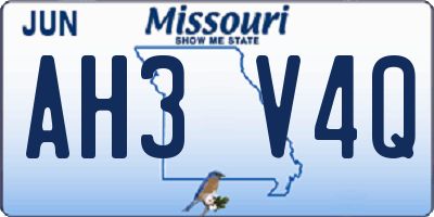 MO license plate AH3V4Q
