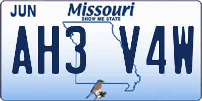 MO license plate AH3V4W