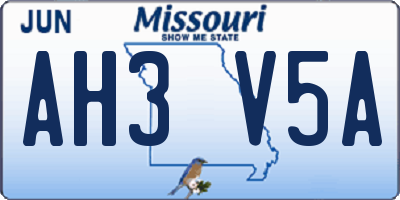 MO license plate AH3V5A
