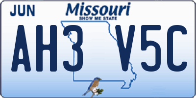 MO license plate AH3V5C