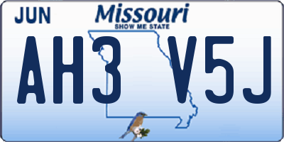 MO license plate AH3V5J