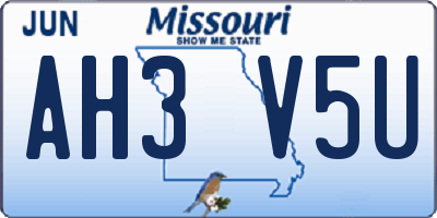MO license plate AH3V5U