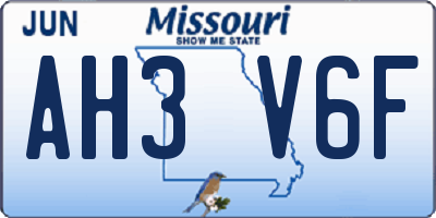 MO license plate AH3V6F