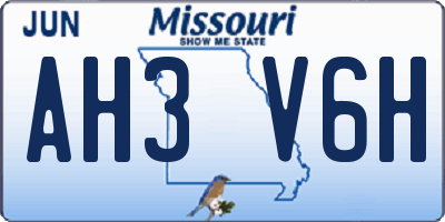 MO license plate AH3V6H