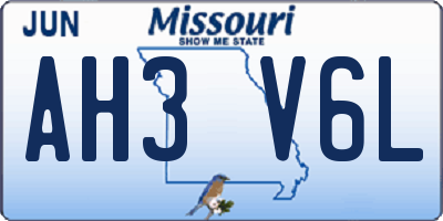 MO license plate AH3V6L