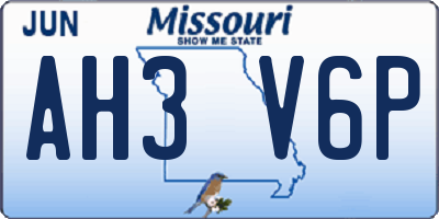 MO license plate AH3V6P