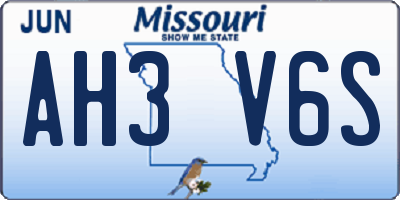 MO license plate AH3V6S