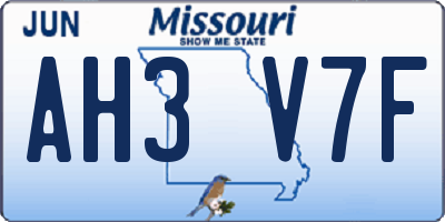 MO license plate AH3V7F