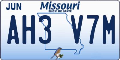 MO license plate AH3V7M