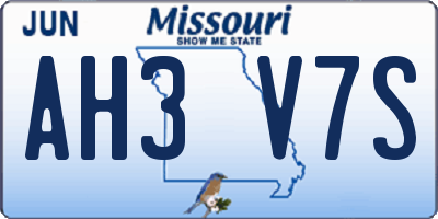 MO license plate AH3V7S