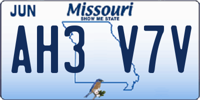 MO license plate AH3V7V