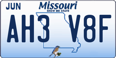 MO license plate AH3V8F