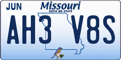 MO license plate AH3V8S