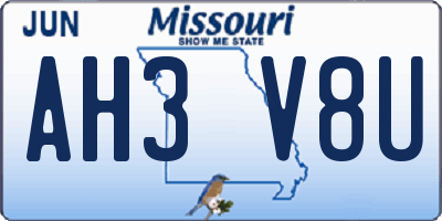 MO license plate AH3V8U