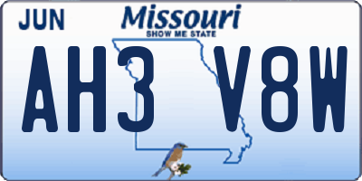 MO license plate AH3V8W