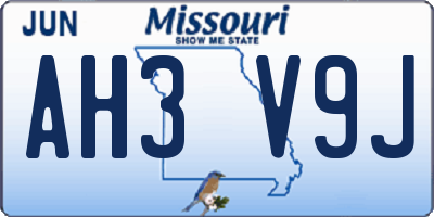 MO license plate AH3V9J