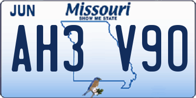 MO license plate AH3V9O