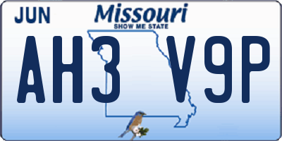 MO license plate AH3V9P