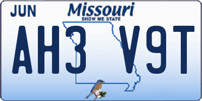 MO license plate AH3V9T