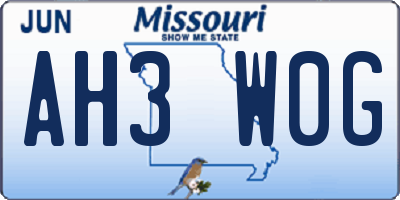 MO license plate AH3W0G
