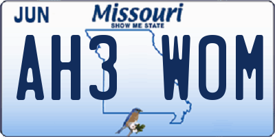MO license plate AH3W0M