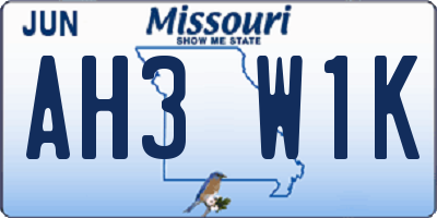MO license plate AH3W1K