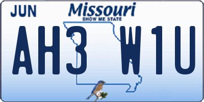 MO license plate AH3W1U
