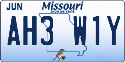 MO license plate AH3W1Y