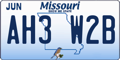 MO license plate AH3W2B