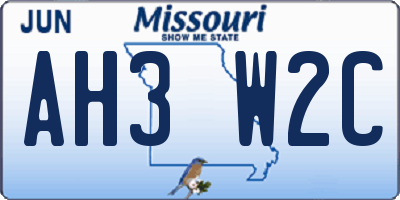 MO license plate AH3W2C