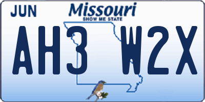 MO license plate AH3W2X