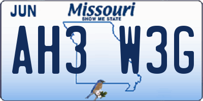 MO license plate AH3W3G
