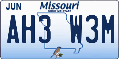 MO license plate AH3W3M