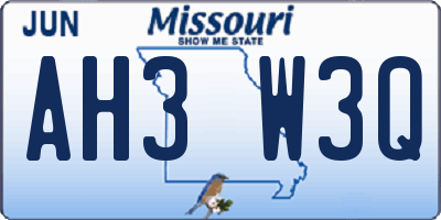 MO license plate AH3W3Q
