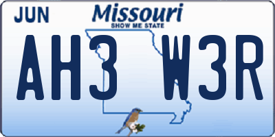 MO license plate AH3W3R