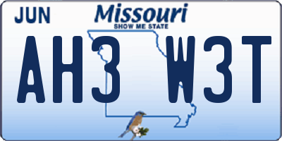 MO license plate AH3W3T