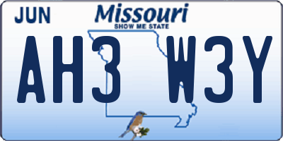 MO license plate AH3W3Y