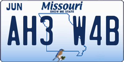 MO license plate AH3W4B