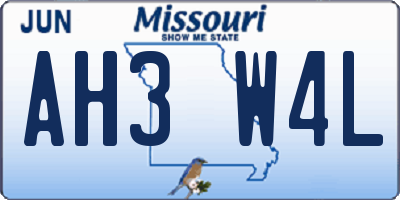 MO license plate AH3W4L