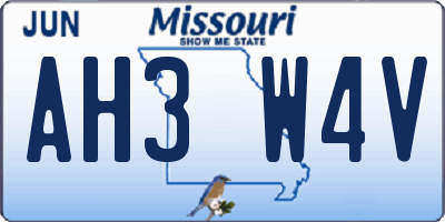 MO license plate AH3W4V