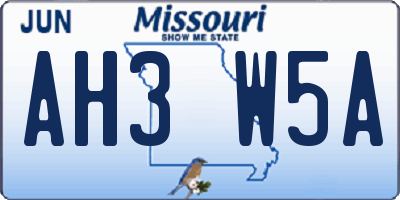 MO license plate AH3W5A