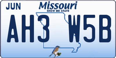 MO license plate AH3W5B