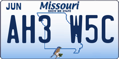 MO license plate AH3W5C